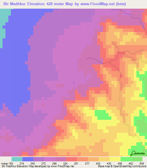 Bir Madhkur,Jordan Elevation Map