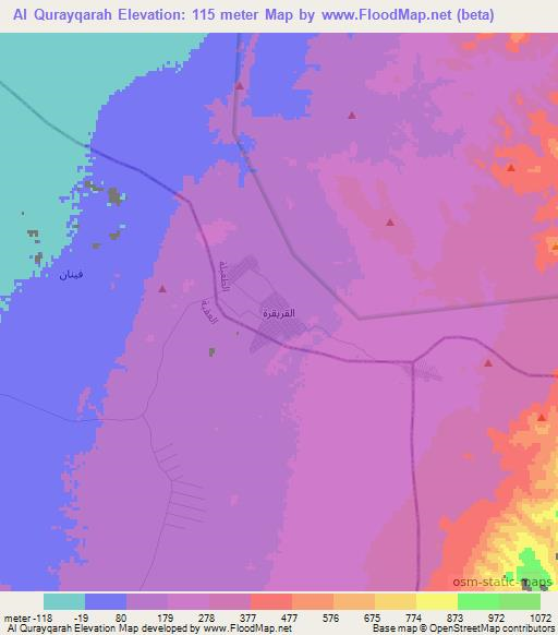 Al Qurayqarah,Jordan Elevation Map