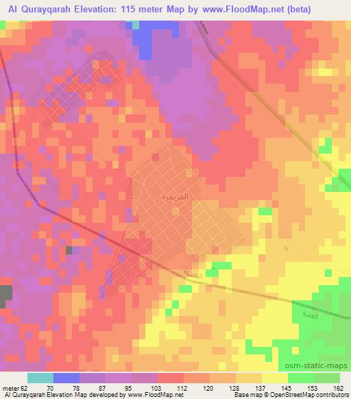 Al Qurayqarah,Jordan Elevation Map