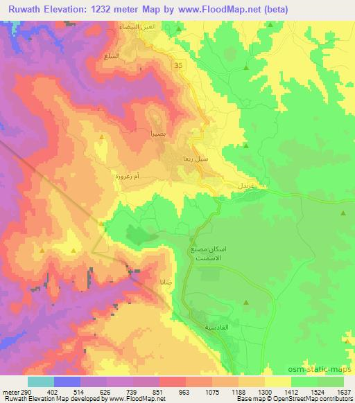 Ruwath,Jordan Elevation Map