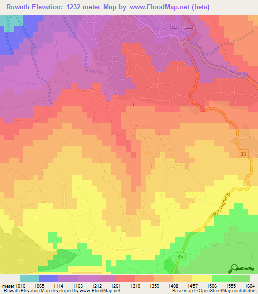 Ruwath,Jordan Elevation Map