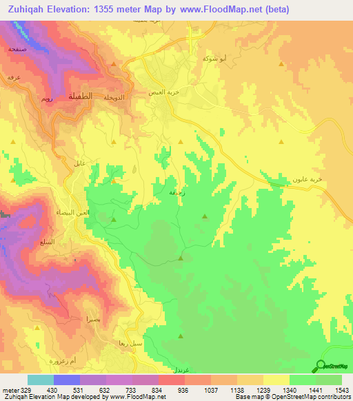 Zuhiqah,Jordan Elevation Map