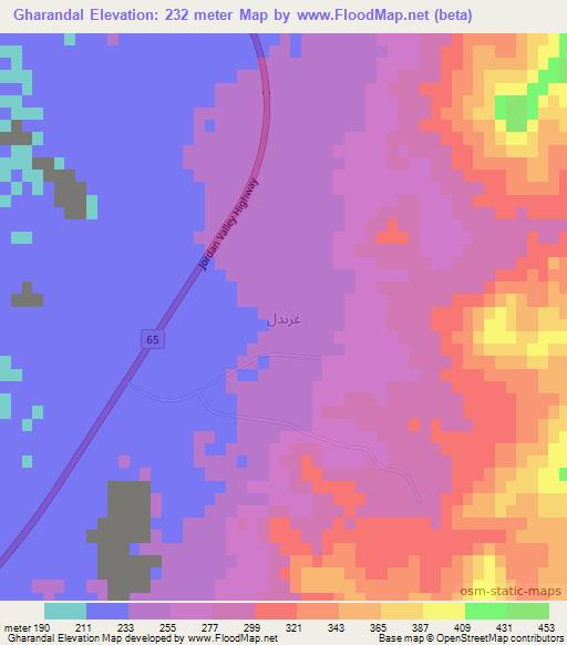 Gharandal,Jordan Elevation Map