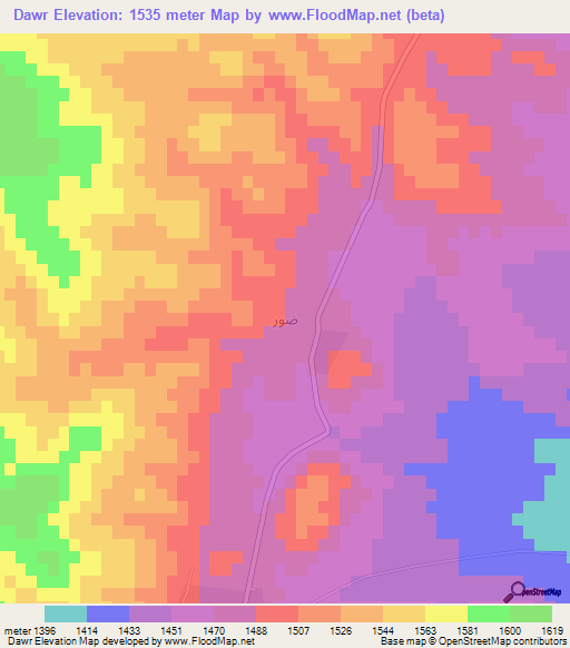 Dawr,Jordan Elevation Map