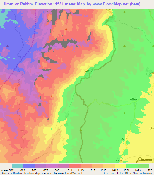 Umm ar Rakhm,Jordan Elevation Map