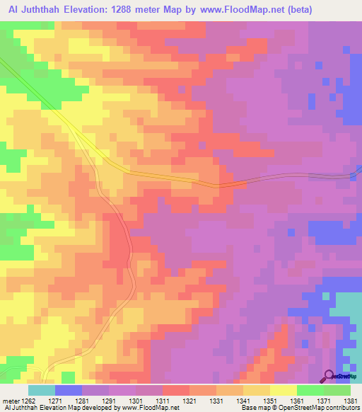 Al Juththah,Jordan Elevation Map