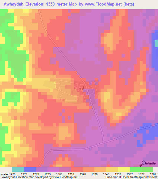 Awhaydah,Jordan Elevation Map