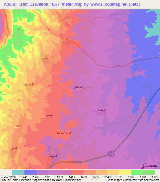 Abu al `Izam,Jordan Elevation Map