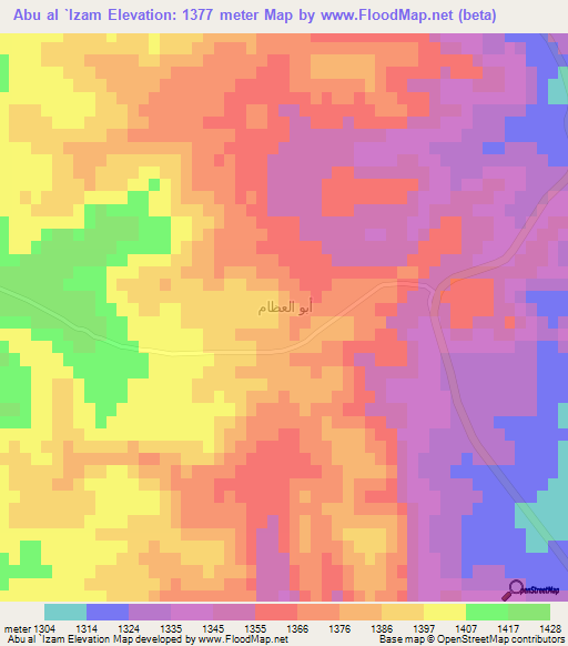 Abu al `Izam,Jordan Elevation Map