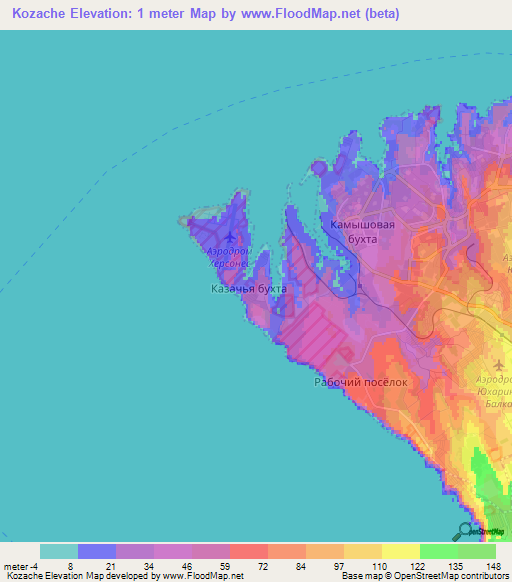 Kozache,Ukraine Elevation Map