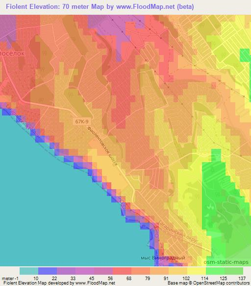 Fiolent,Ukraine Elevation Map