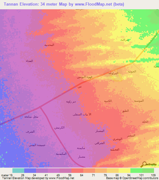 Tannan,Yemen Elevation Map
