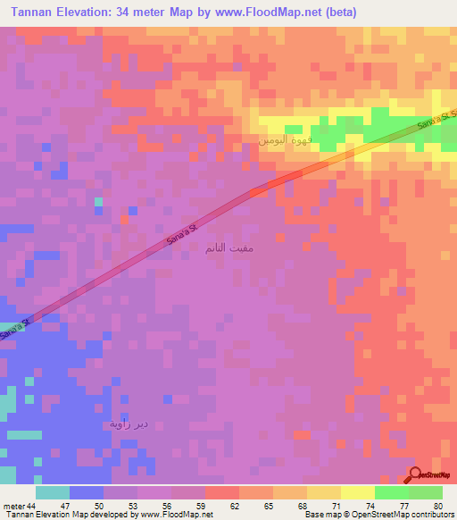 Tannan,Yemen Elevation Map
