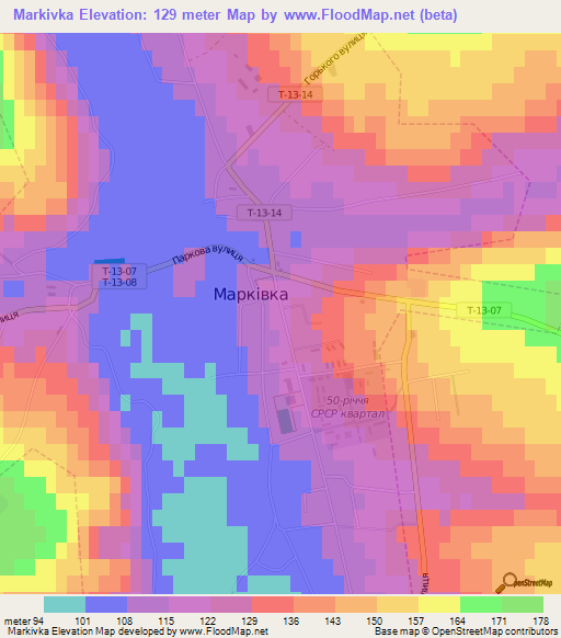 Markivka,Ukraine Elevation Map
