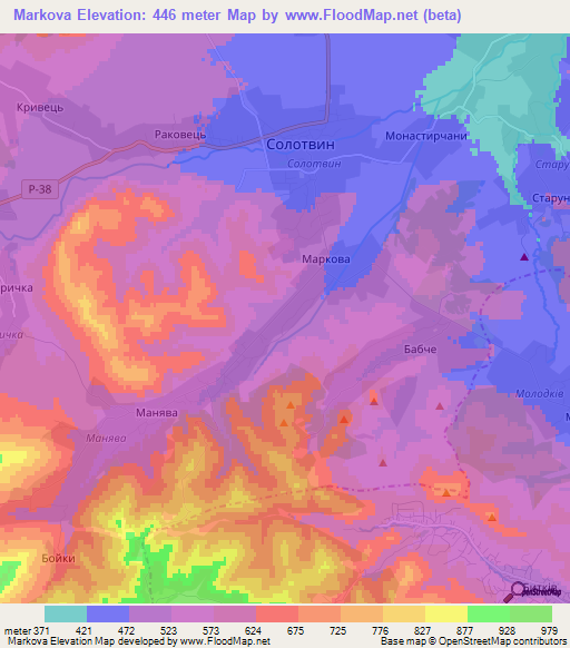 Markova,Ukraine Elevation Map