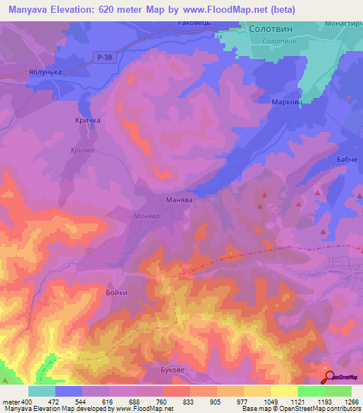 Manyava,Ukraine Elevation Map