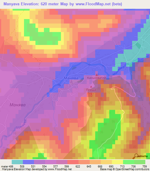 Manyava,Ukraine Elevation Map