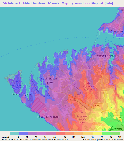 Strilets'ka Bukhta,Ukraine Elevation Map