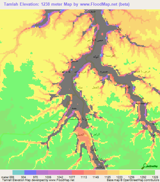 Tamlah,Yemen Elevation Map