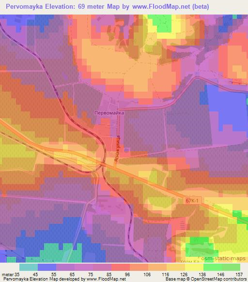 Pervomayka,Ukraine Elevation Map