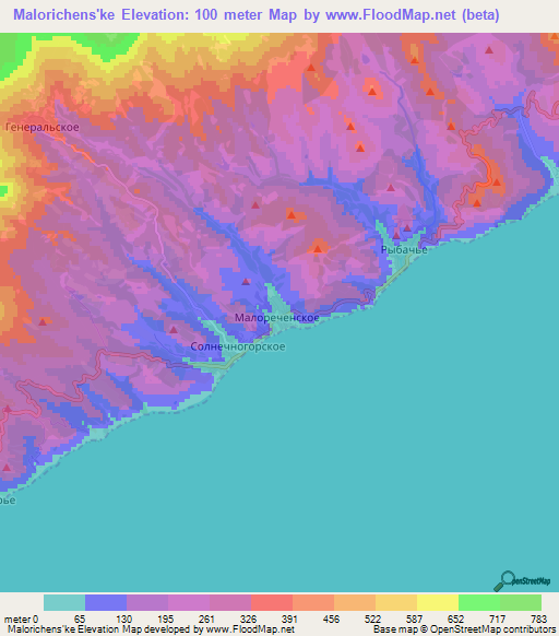 Malorichens'ke,Ukraine Elevation Map