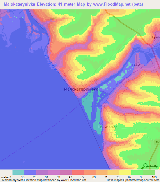 Malokaterynivka,Ukraine Elevation Map