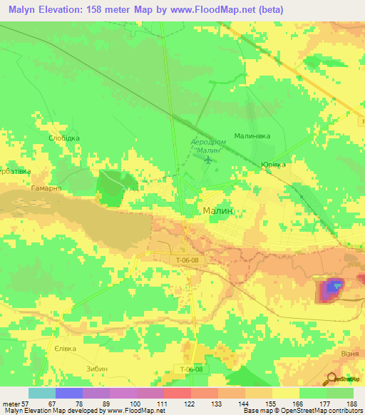 Malyn,Ukraine Elevation Map