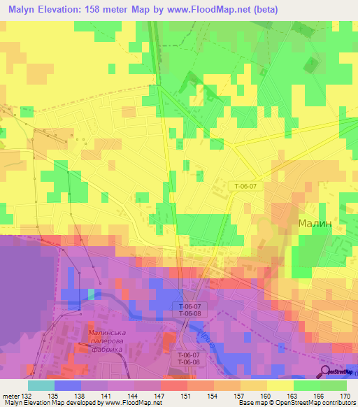 Malyn,Ukraine Elevation Map