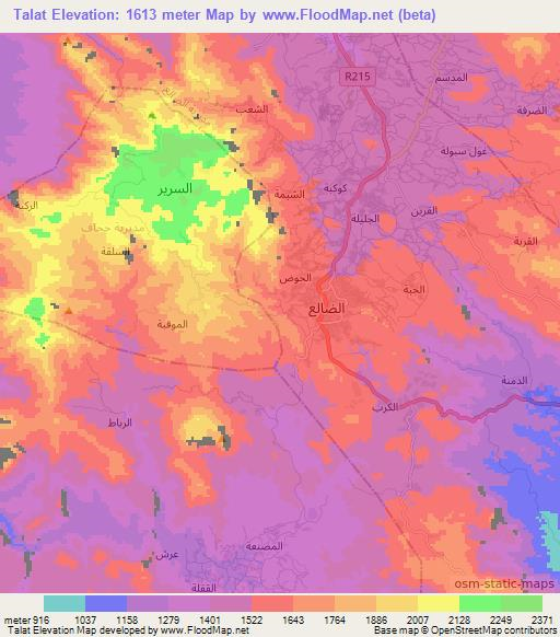 Talat,Yemen Elevation Map