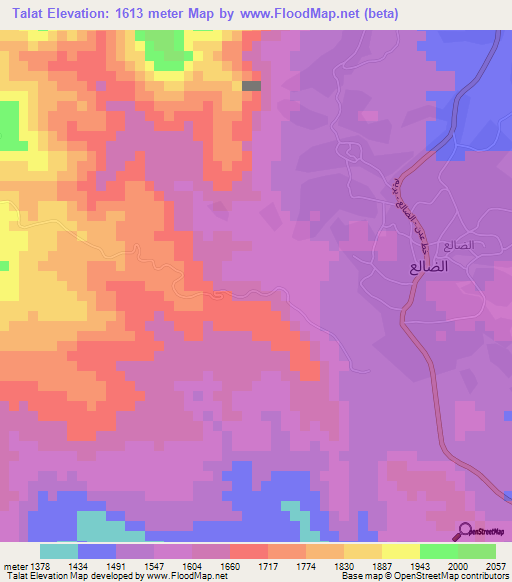 Talat,Yemen Elevation Map