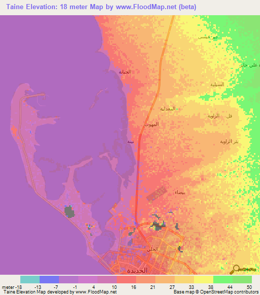 Taine,Yemen Elevation Map