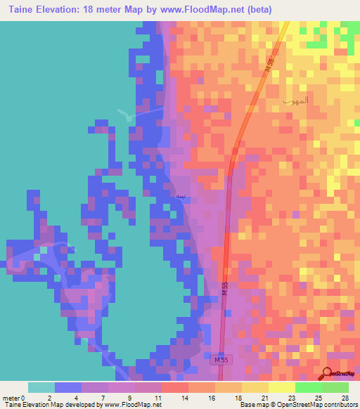 Taine,Yemen Elevation Map