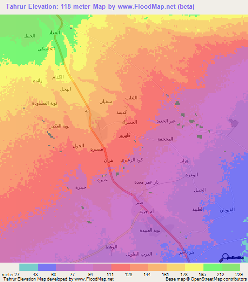 Tahrur,Yemen Elevation Map