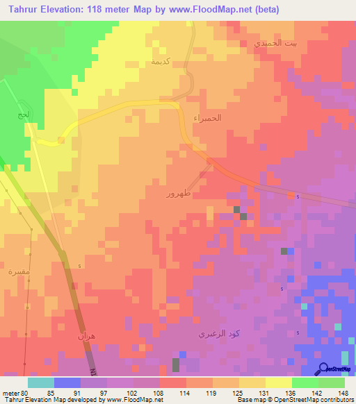 Tahrur,Yemen Elevation Map