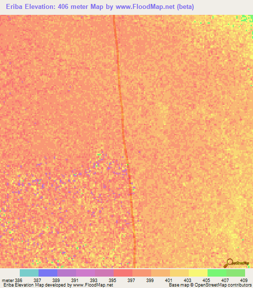 Eriba,Sudan Elevation Map