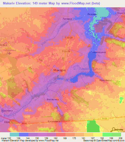 Makariv,Ukraine Elevation Map