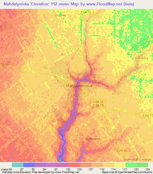 Mahdalynivka,Ukraine Elevation Map