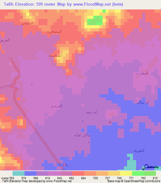 Tafih,Yemen Elevation Map