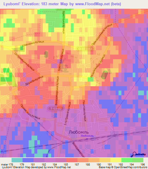 Lyuboml',Ukraine Elevation Map