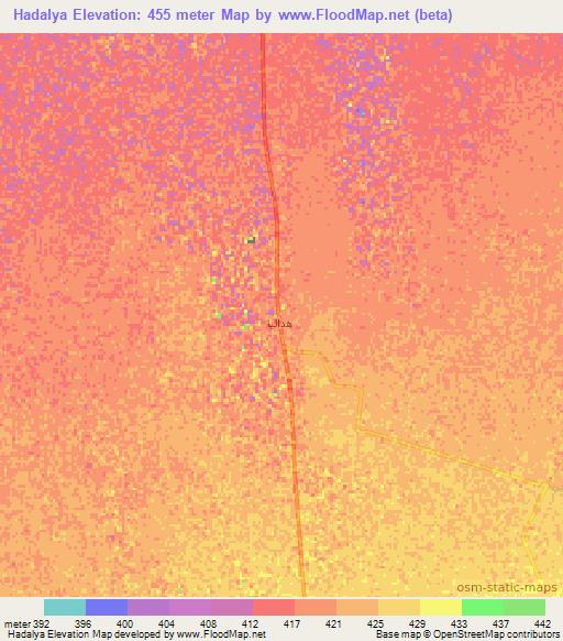 Hadalya,Sudan Elevation Map