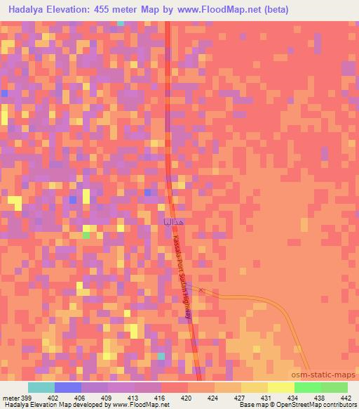 Hadalya,Sudan Elevation Map