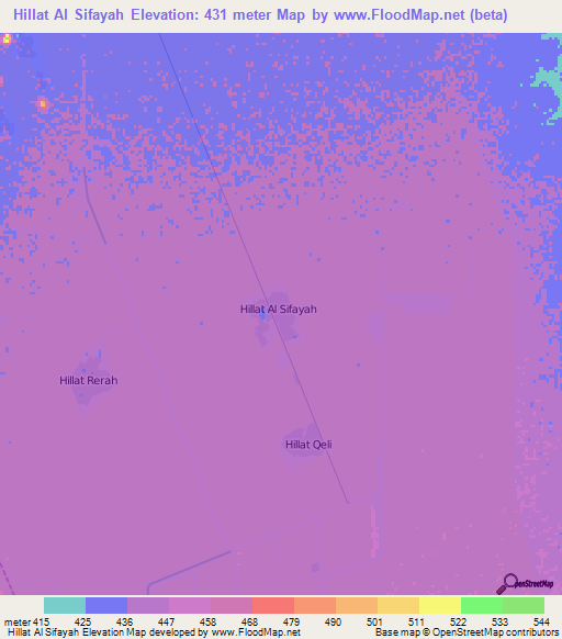 Hillat Al Sifayah,Sudan Elevation Map
