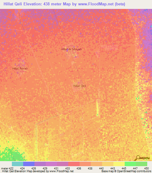 Hillat Qeli,Sudan Elevation Map