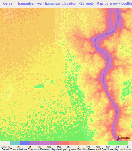 Qaryah Thamaniyah wa Thamanun,Sudan Elevation Map