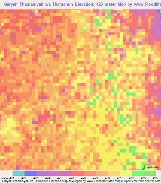 Qaryah Thamaniyah wa Thamanun,Sudan Elevation Map