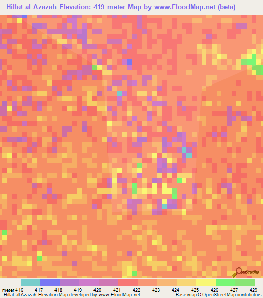 Hillat al Azazah,Sudan Elevation Map