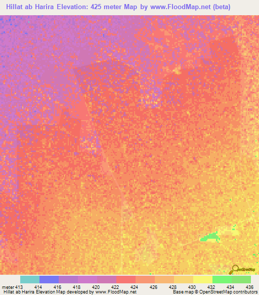 Hillat ab Harira,Sudan Elevation Map