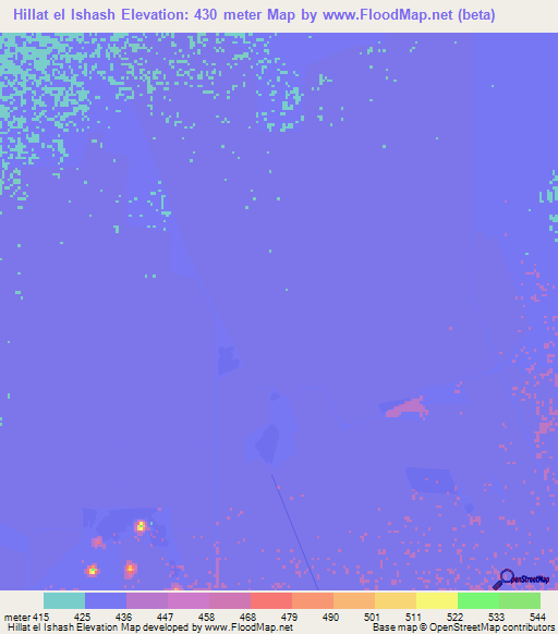 Hillat el Ishash,Sudan Elevation Map