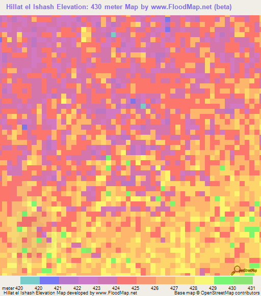 Hillat el Ishash,Sudan Elevation Map