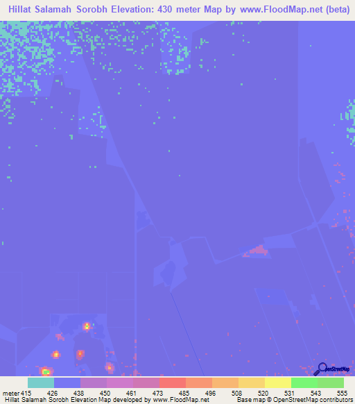 Hillat Salamah Sorobh,Sudan Elevation Map